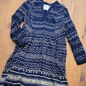 HOLDING HORSES Blue and White V-Neck Long Sleeve Sundress